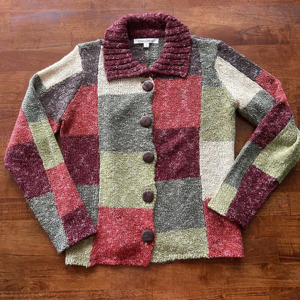 Boho Patchwork Cardigan Sweater Women’s Autumn Color Block TravelSmith